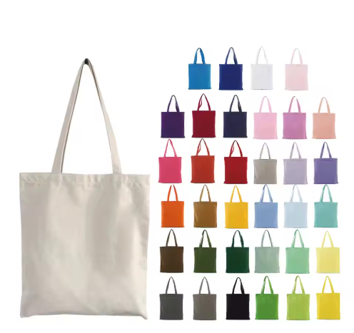Custom-designed, size-printed, eco-friendly, reusable designer canvas cotton shopping bags.